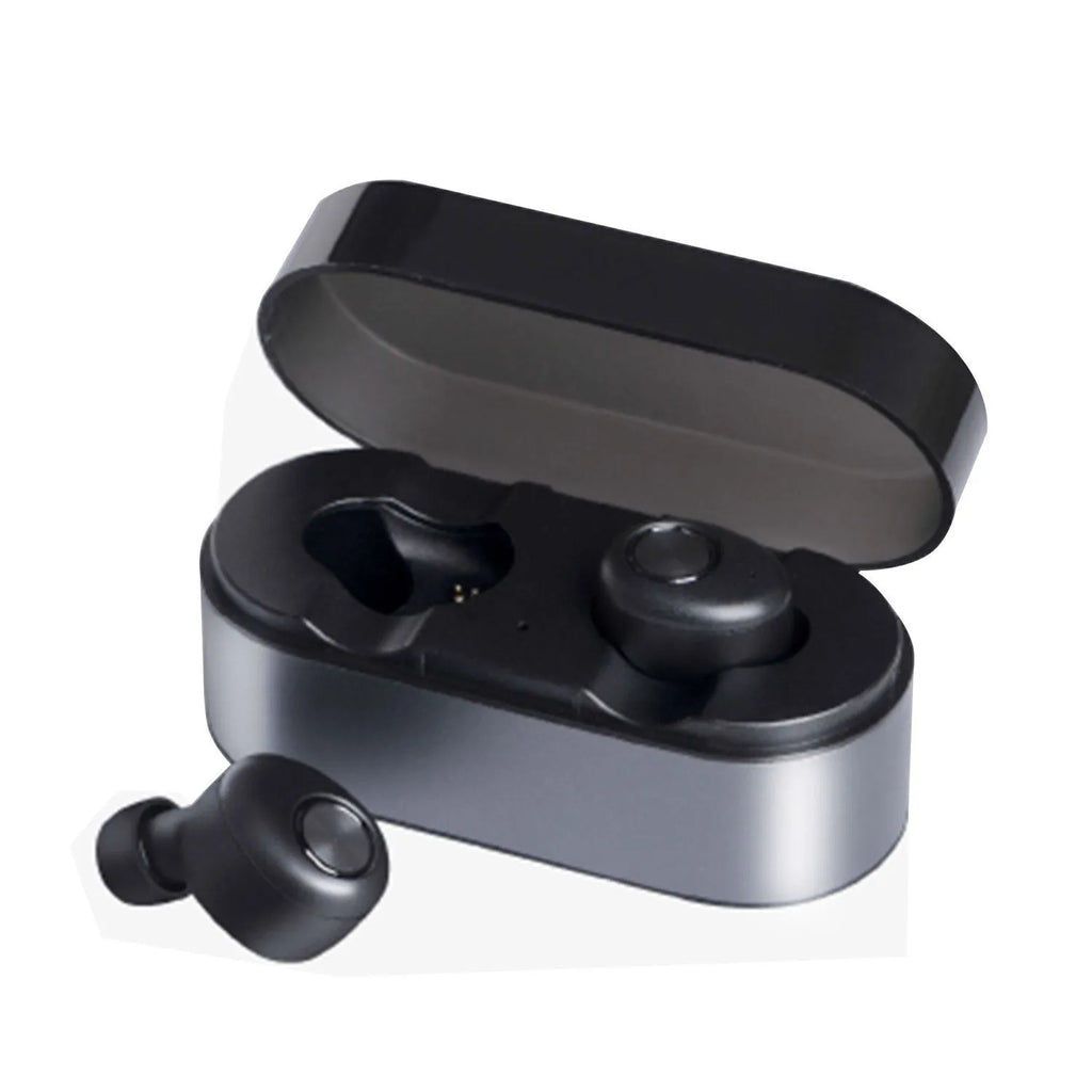Wireless Bluetooth headset in black with Bluetooth connectivity for calls