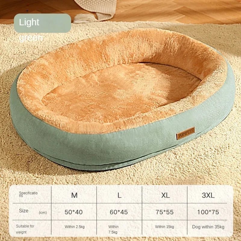 Removable washable cotton dog and cat bed in light grey with removable cover and soft padding