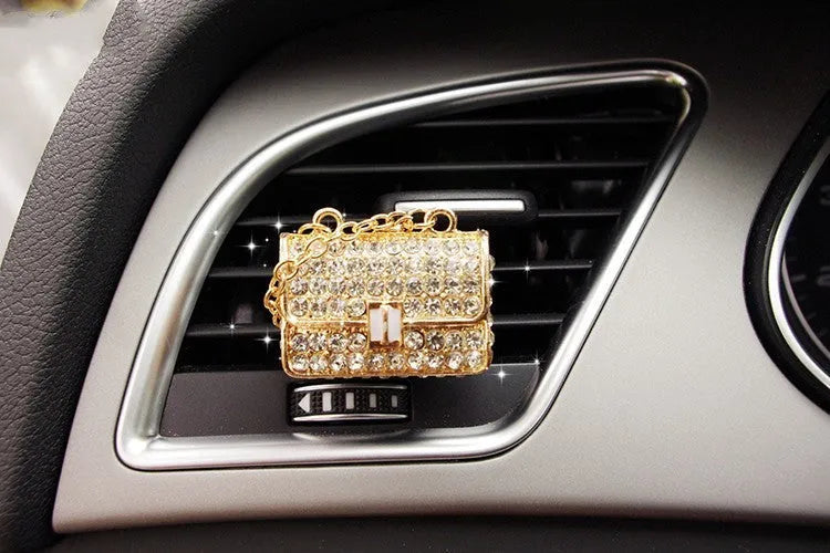 Alloy car air vent fragrance clip in a decorative style, measuring 6.3 by 4.5 centimetres.