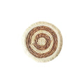 Round Japanese straw placemat with natural papyrus weave and tassel detailing in corn rope or plain style