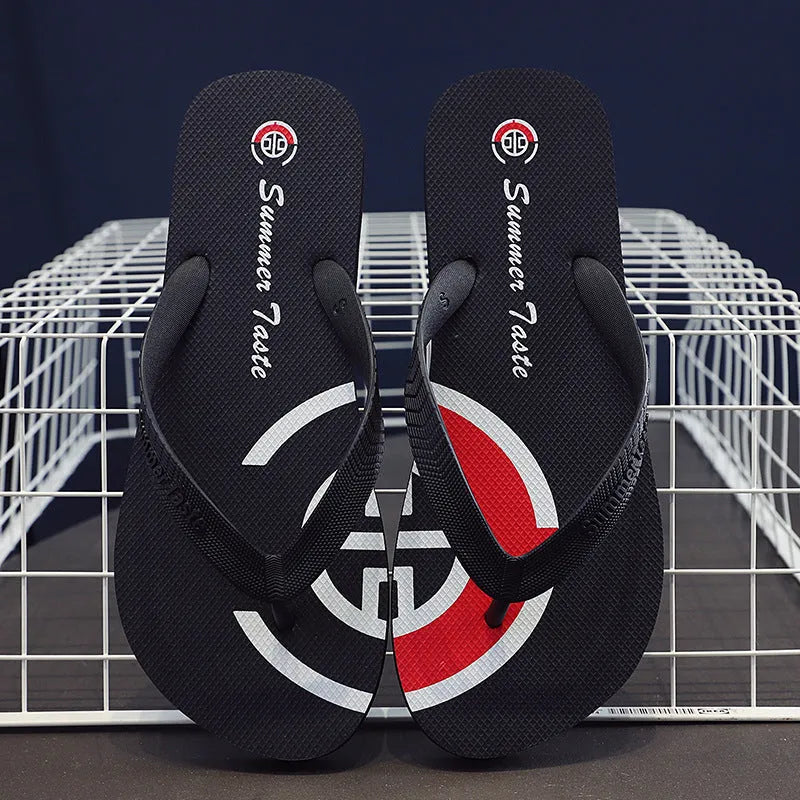 Pair of PVC summer flip-flops in White, Royal Blue, Black or Red, sizes XS to L for 38-45 feet