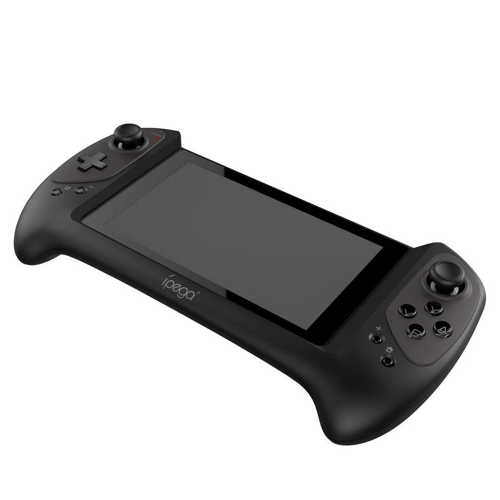 Black Nintendo Switch wireless controller with ergonomic grip and textured joysticks