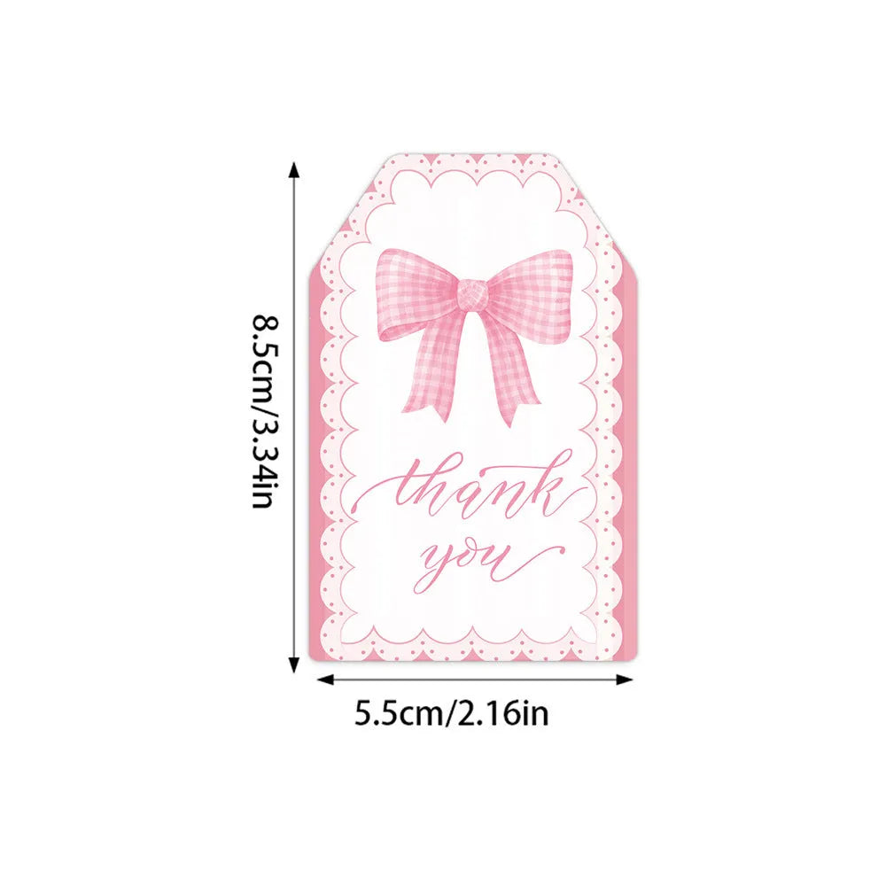 Set of 60 paper birthday gift tags with bowknot designs and natural hemp rope in three decorative styles