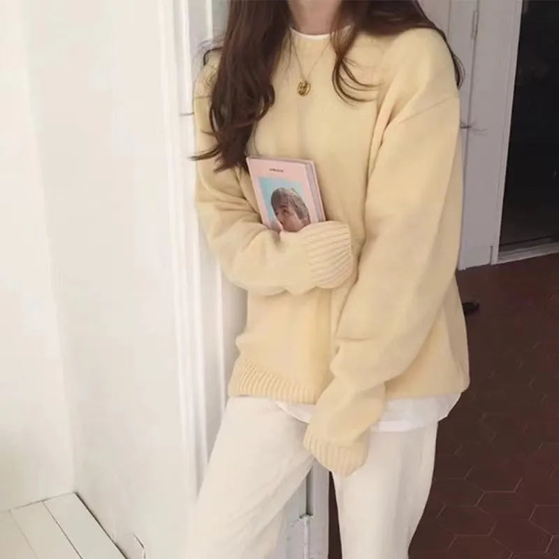 Candy colour pullover sweater in loose fit acrylic spandex, free size, shown in eight colour options