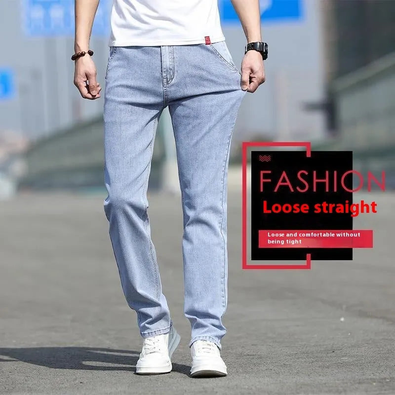 Men's smoky grey straight fit jeans with rabbit fur fabric and zipper fly front
