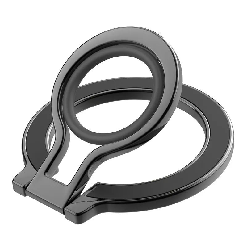 Metal lazy desktop ring magnetic phone holder in black and silver orange alloy stand