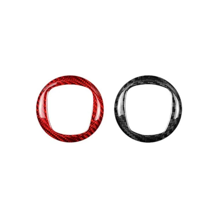 Carbon fibre decorative sticker frame for car steering wheel in black or red colour options
