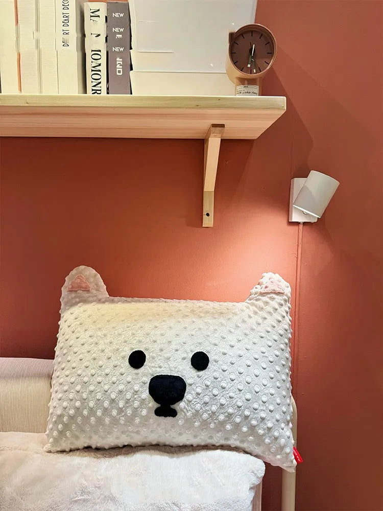 Grey schnauzer and white West Highland terrier shaped soft decorative cushion pillow.