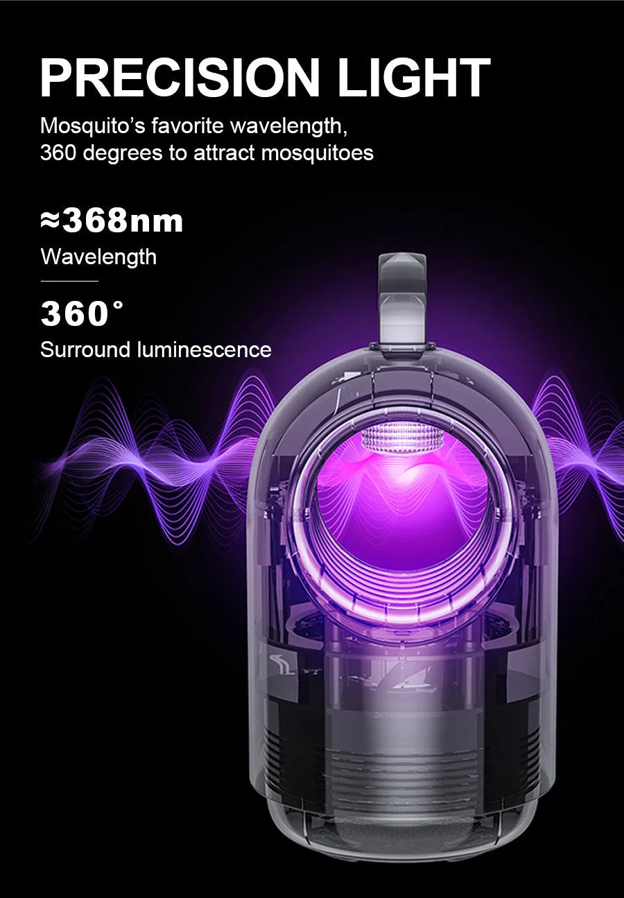 White or blue portable USB mosquito killer lamp with a top carry handle.