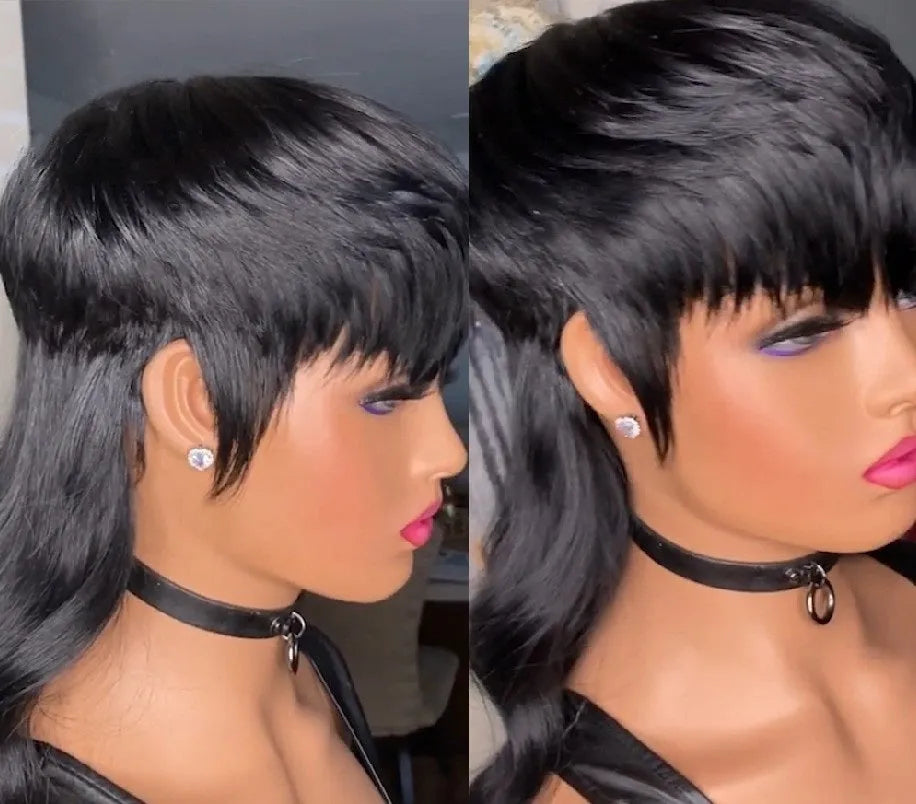 Brazilian wig with black front short back long hairstyle made from synthetic high-temperature fibre