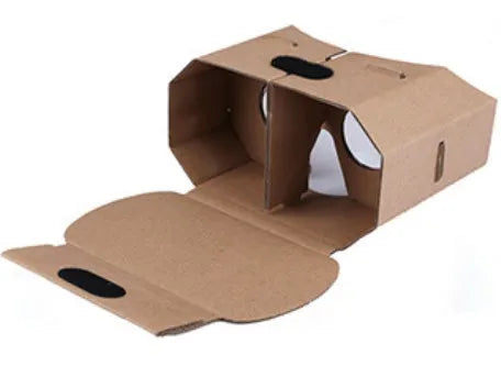 Colourful foldable paper VR glasses headset for smartphones with 4-6 inch screens.