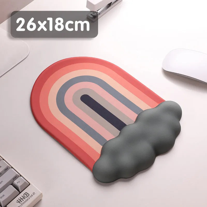 Silicone gel wrist rest mouse pad and keyboard support set with cloud pattern in choice of four colours