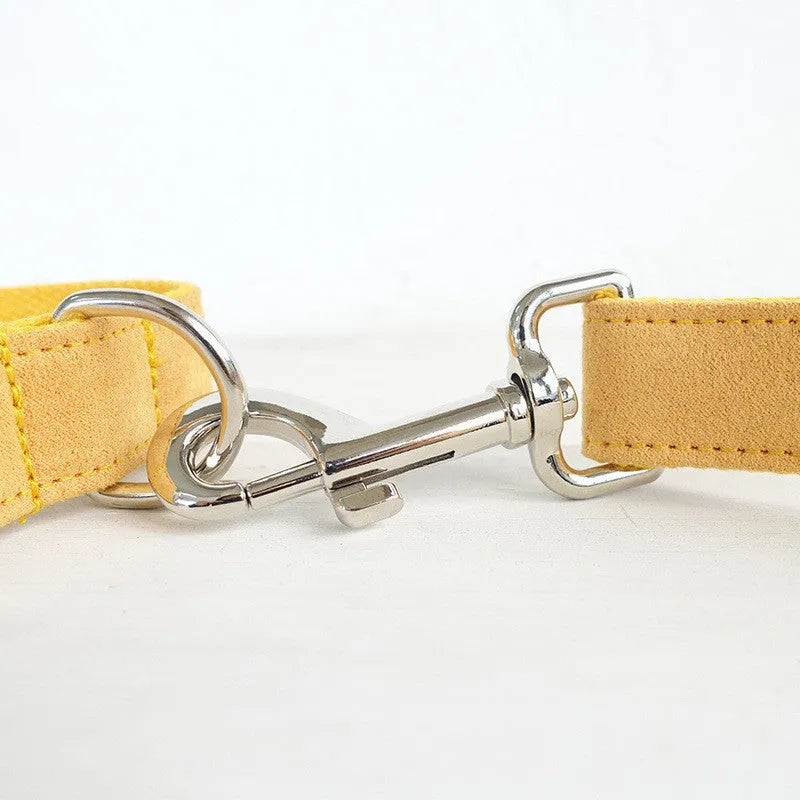 Nala yellow polyester pet dog collar traction rope for walking and training