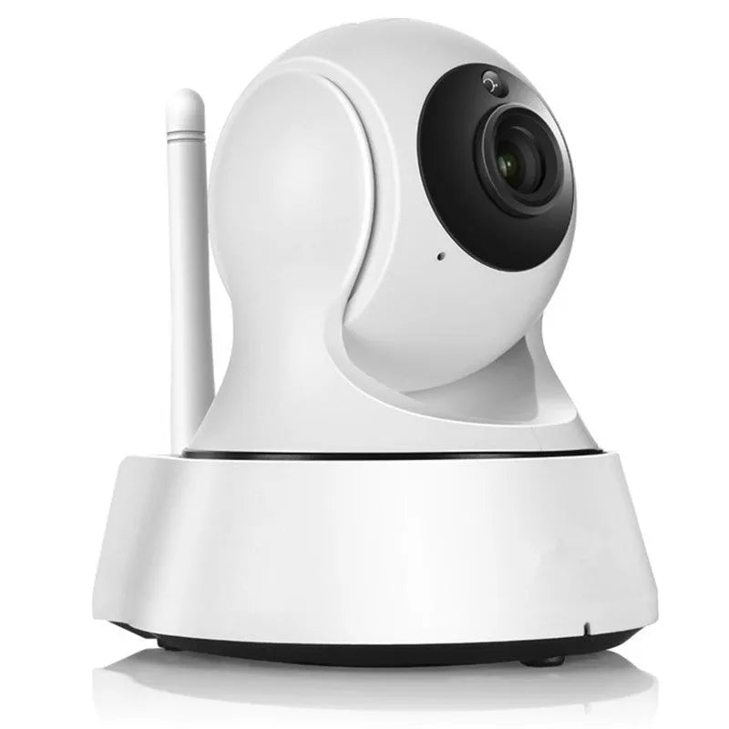 White 720P wireless network camera with Wi-Fi, pan tilt, 3.6mm lens and 10m night vision