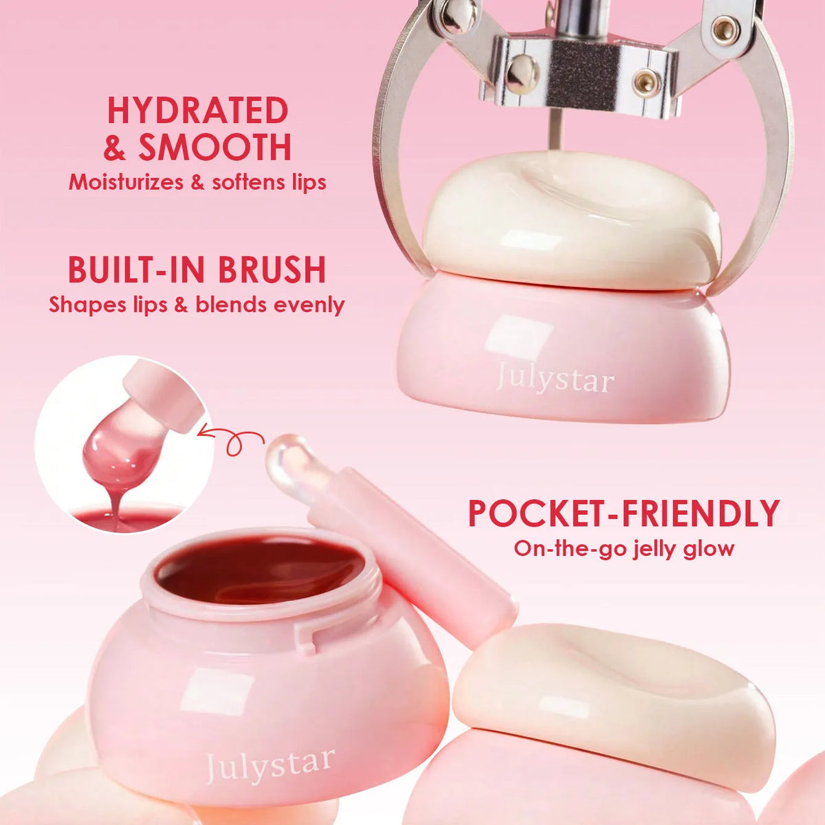 Women's solid mirror shiny jelly lip gloss in a 4g stick, shown in one of eight shades from 01Style to 08Style