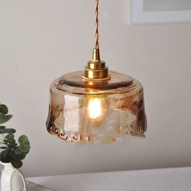 Nordic retro brass and glass ceiling chandelier with LED bulb for restaurants and bars.