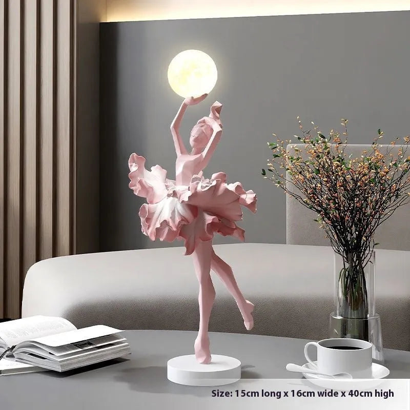 Art Girl Atmosphere small USB night lamp in Black Gold, White, Pink, and Light Blue colours on a surface.