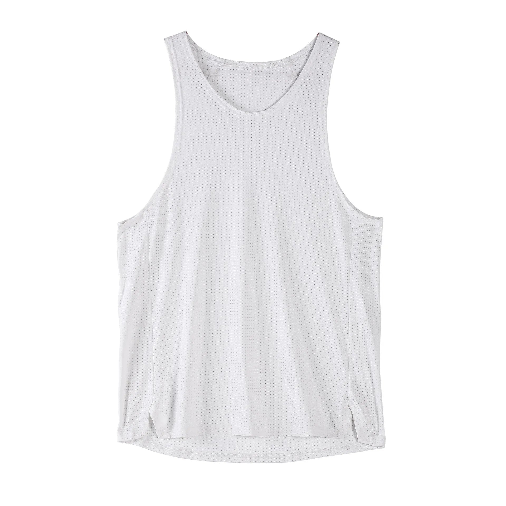 Men's black nylon sleeveless sports vest with stretch fabric