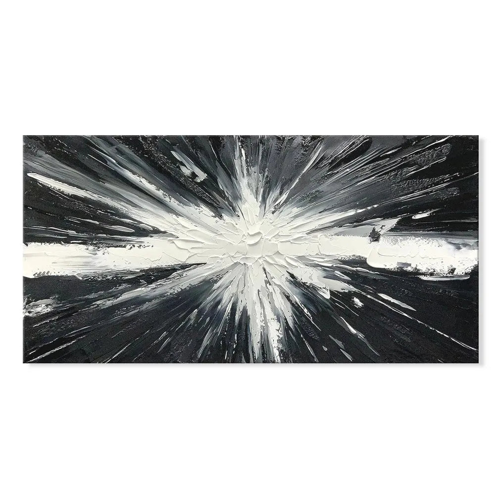 Modern abstract black and white handmade oil painting on canvas for living room decoration