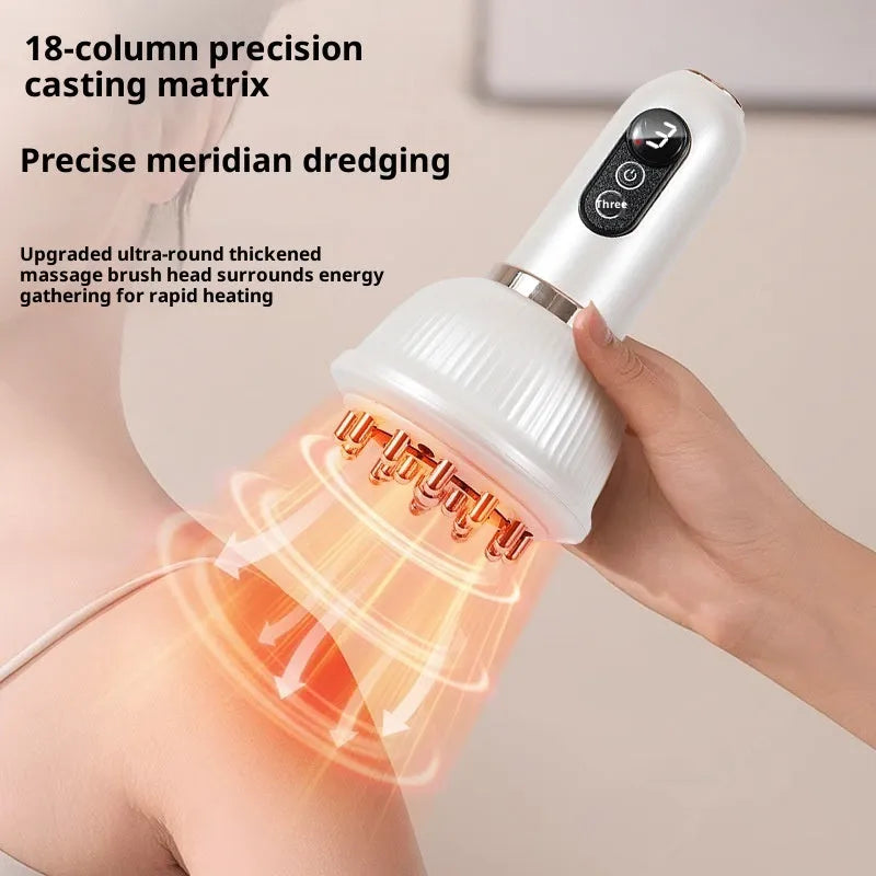 Electric meridian brush massager in white, green, black, or red, rechargeable ABS body with 3 speed gears