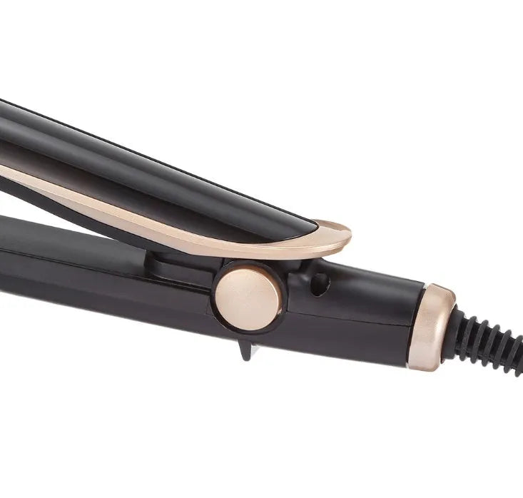 Black professional hair straightener curler flat iron with ceramic tourmaline plates and LED display