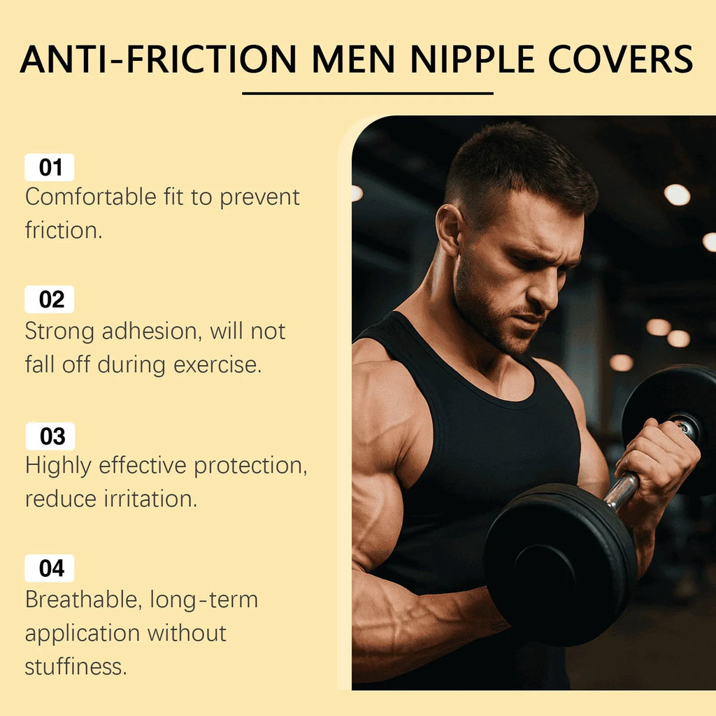 Men's anti friction chest patch pack of 50 self-adhesive stickers for running and gym use