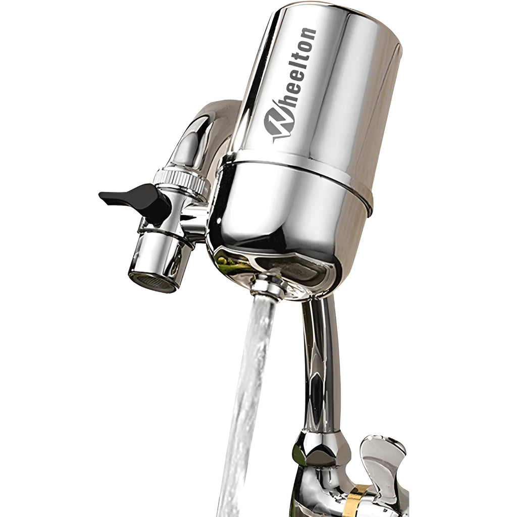 Faucet water filter with stainless steel and ceramic filter, terminal purification, 150L/h, silver filter element