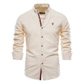 Men's cotton blend long sleeve Henley shirt in solid colour, eight colours available, sizes XS to XXXL