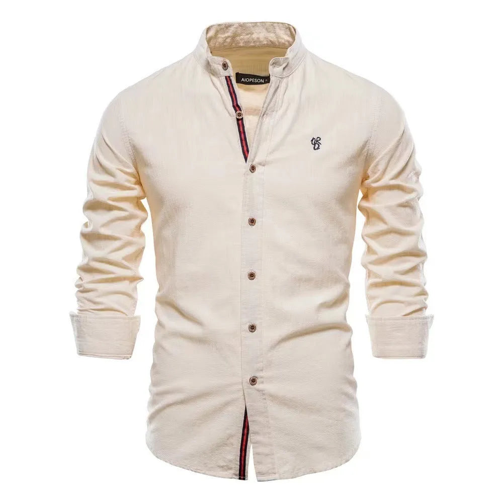 Men's cotton blend long sleeve Henley shirt in solid colour, eight colours available, sizes XS to XXXL