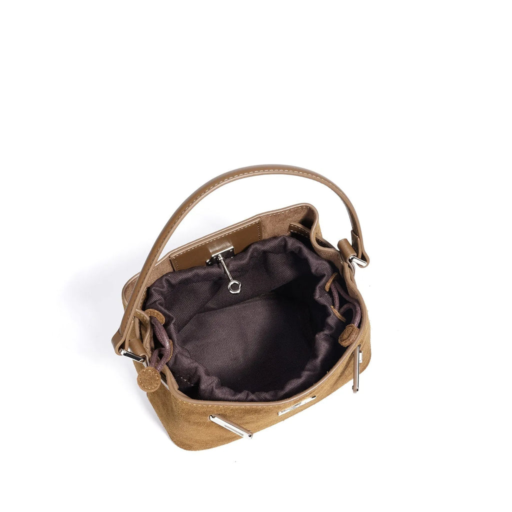 Cortical women's spliced casual crossbody bag in genuine leather with suede finish, vertical square shape