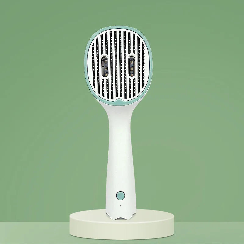 UVC sterilization pet grooming comb for cats and dogs, 25.8 x 9.8 x 5.5cm, dark green, grey, light green