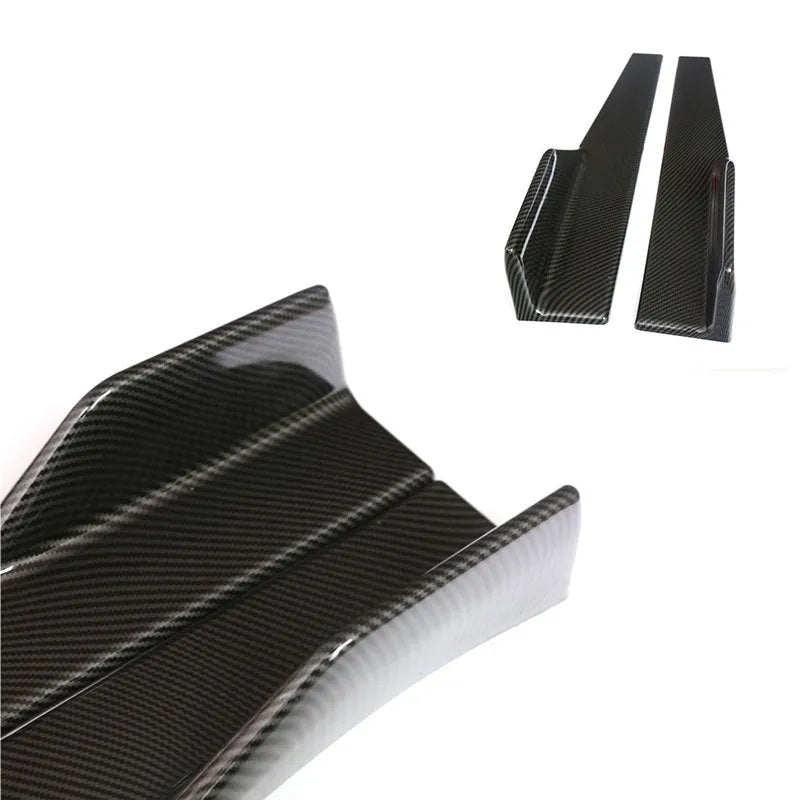 Universal PU car side skirt pair, black 3D carbon fibre pattern, 0.45 m length, 0.5 kg each