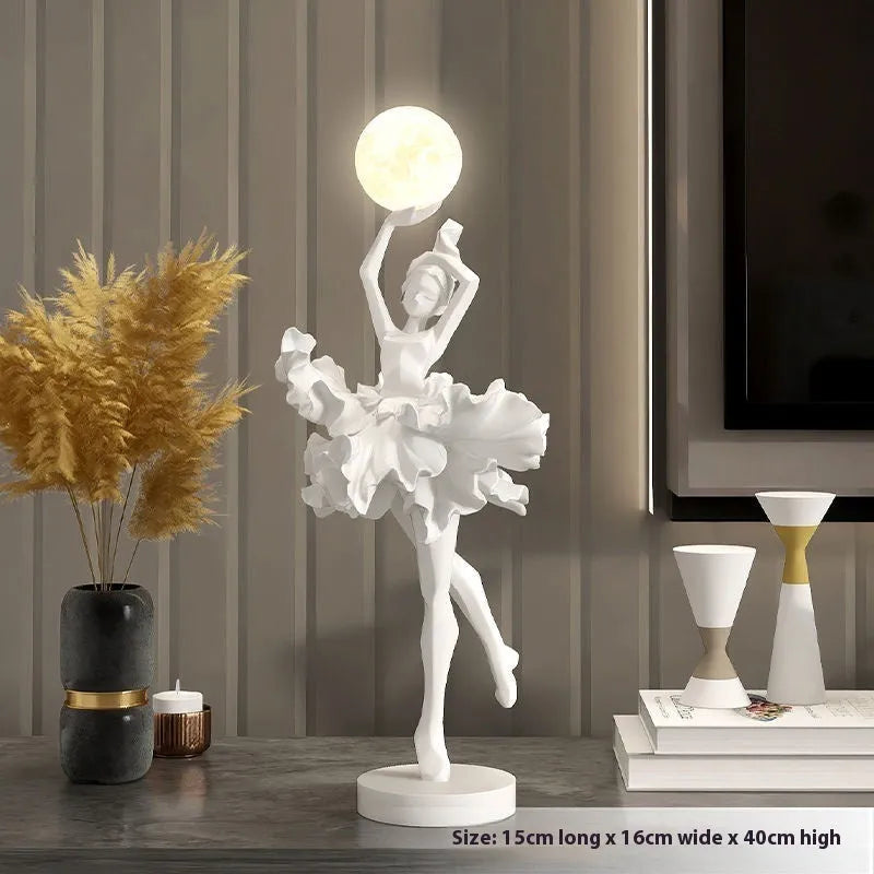 Art Girl Atmosphere small USB night lamp in Black Gold, White, Pink, and Light Blue colours on a surface.