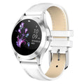 Women's multi-functional sports smartwatch showing heart rate monitoring and available in four colours