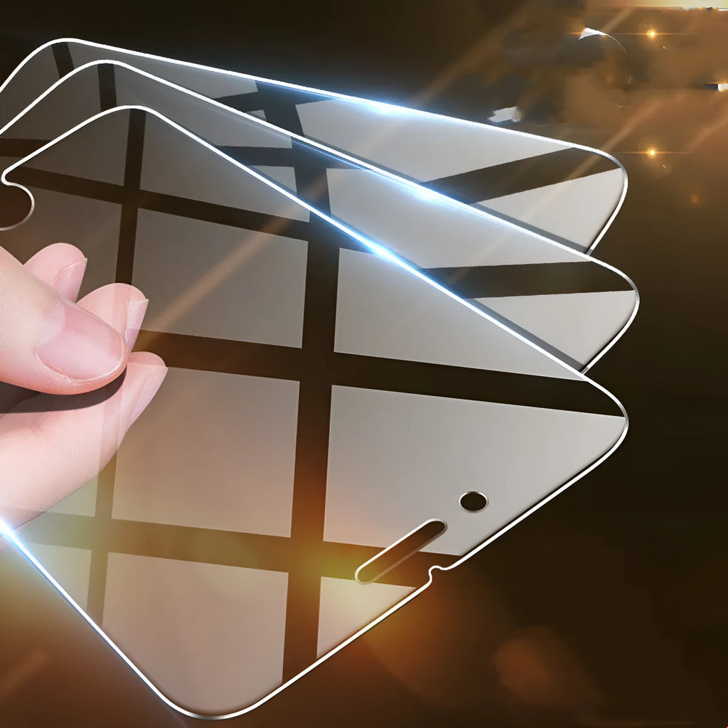 Tempered glass iPhone screen protector showing transparent non-full screen design