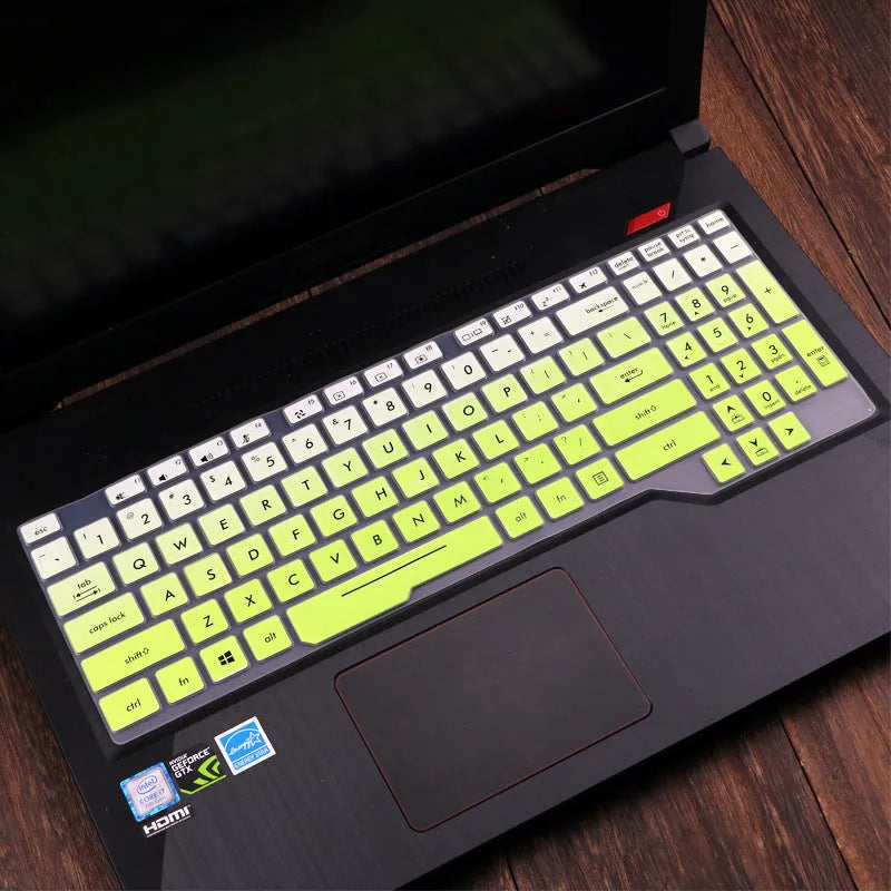 ASUS Flight laptop keyboard protective film cover in multiple colour options showing translucent and gradient designs