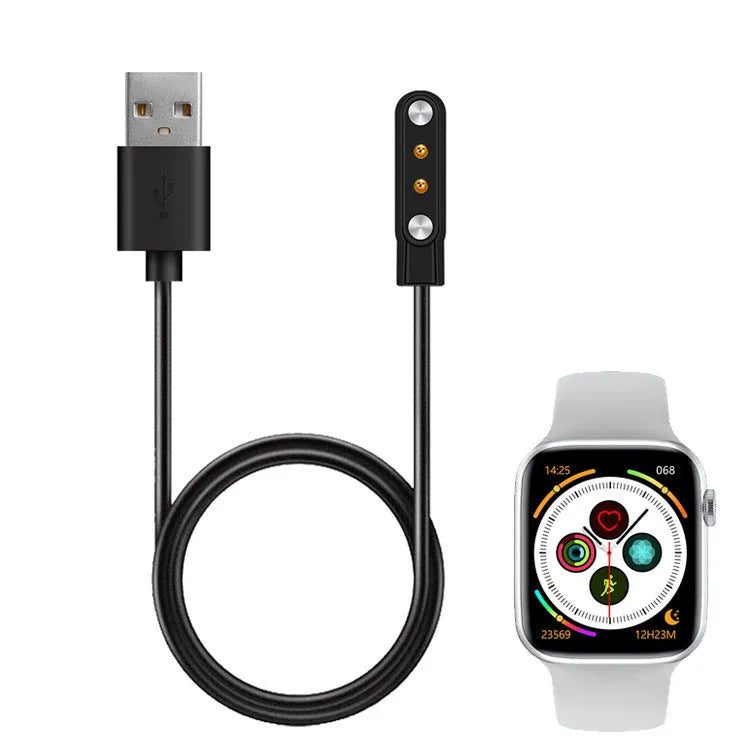 Black smart watch magnetic USB fast charger with 60cm or 100cm cable on a desk