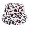 Musical note pattern printed bucket hat with dome crown in polyester fabric measuring 56-58cm