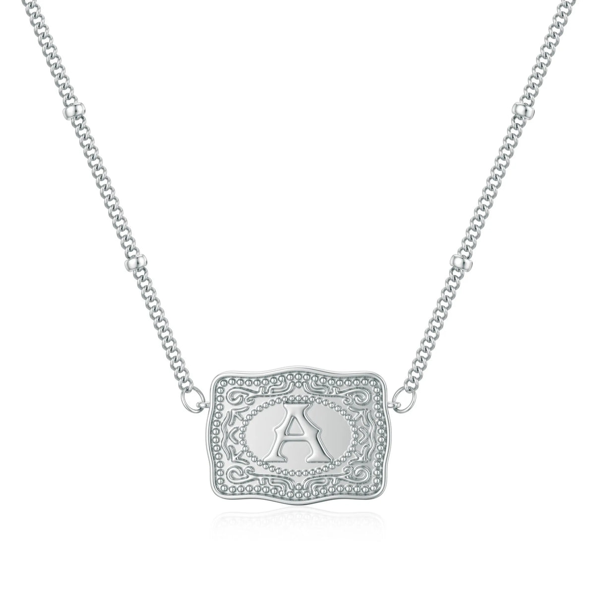Electroplated copper necklace with European letter pendant in gold or white K finish