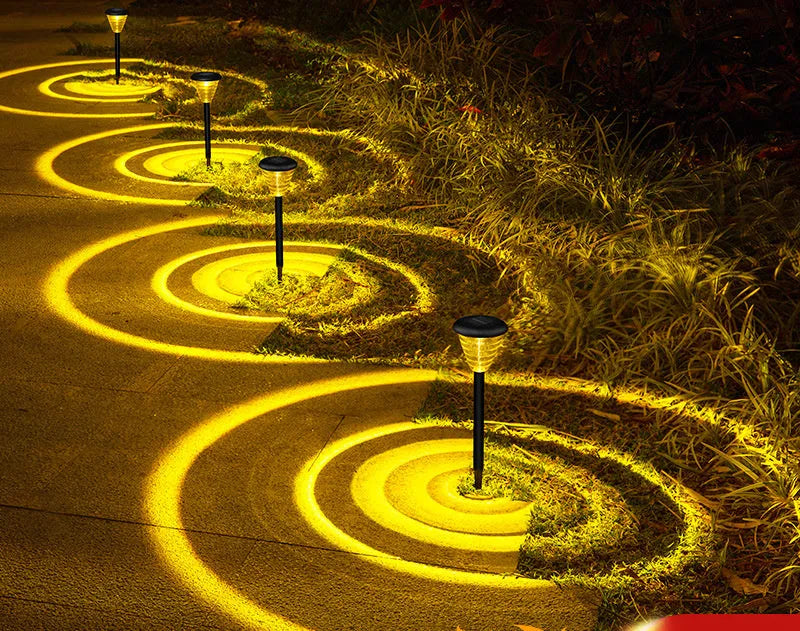 Black solar pathway light with stake, 2 LEDs, IP67 waterproof body, warm white and colour-changing modes for garden yard lawn