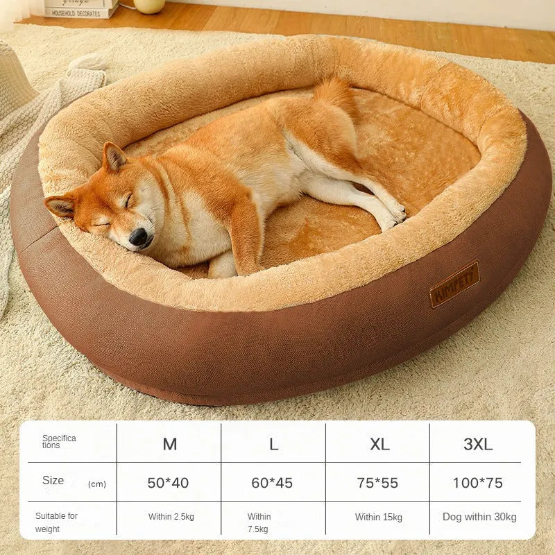 Removable washable cotton dog and cat bed in light grey with removable cover and soft padding