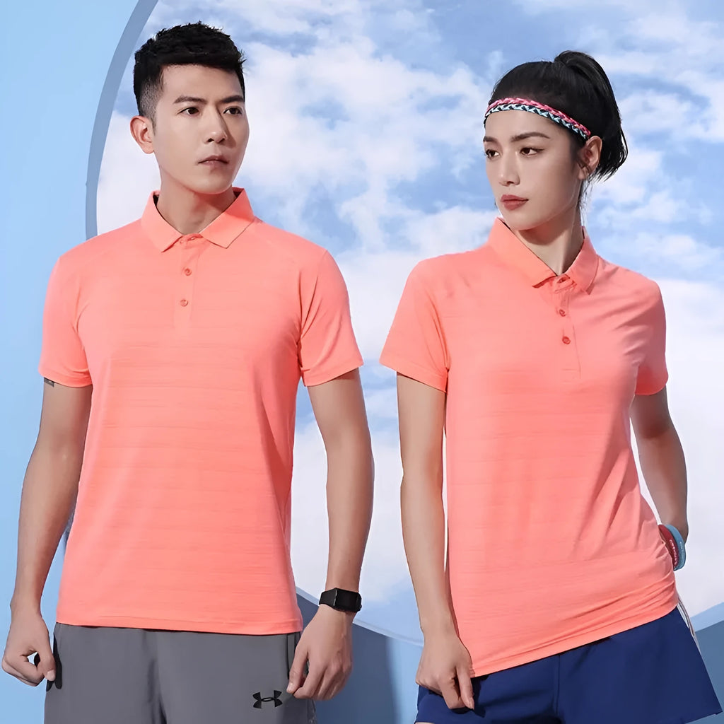 Crystal Silk quick-drying short-sleeve polo shirt with lapel collar, printed craft, available in eight colours and sizes S to 3XL.