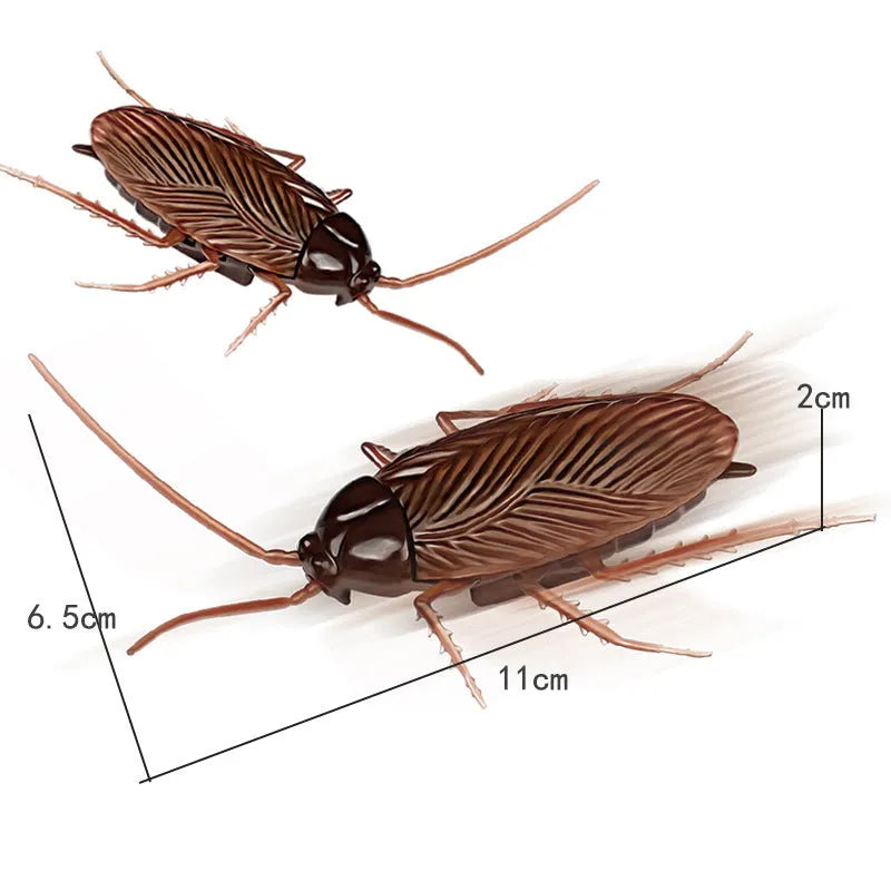 Electric vibration pet toy showing cockroach, dragonfly, tarantula and mouse designs