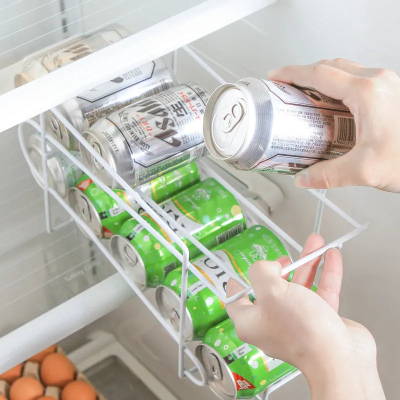 Double-layer iron kitchen storage rack with cans, 28x18x14cm in picture colour
