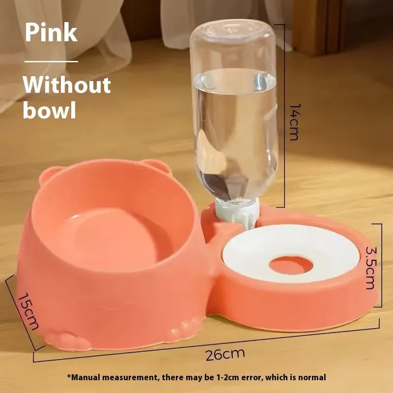 Double bowl automatic pet drinking fountain in haze blue colour with food and water compartments