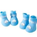Waterproof anti-slip rubber pet rain boots in blue, green, pink, yellow, 4-pack, sizes L-5XL