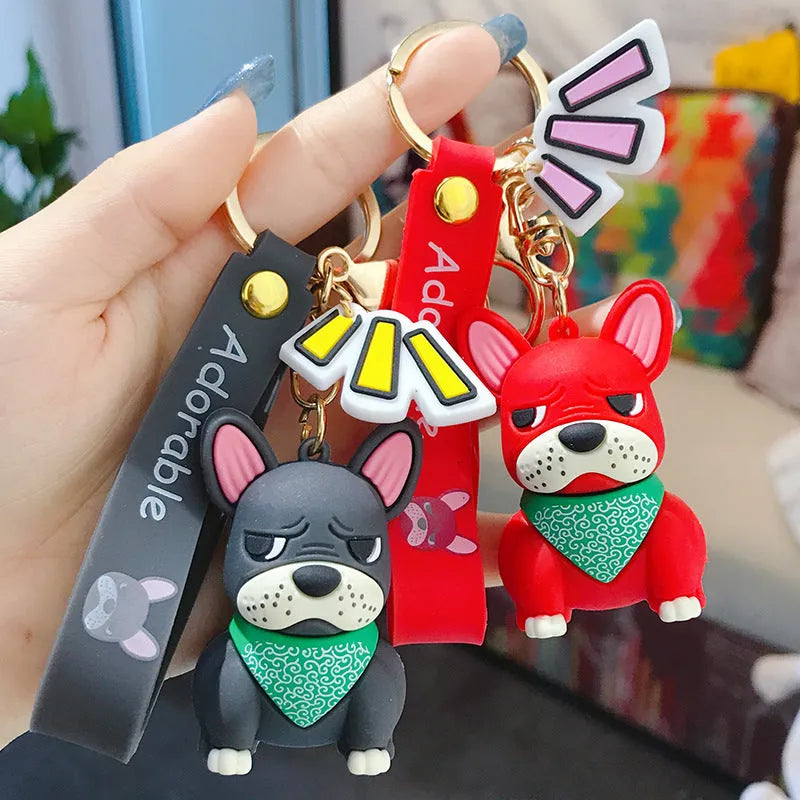 Tide Brand French keychain with metal pendant and PVC bucket design in red, yellow, or gray, shown in OPP bag packaging.
