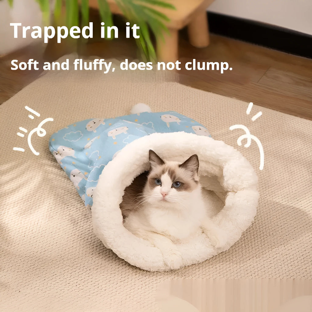 Cat sleeping bag nest pet bed 50×40cm in PP cotton with pink, blue, or striped designs
