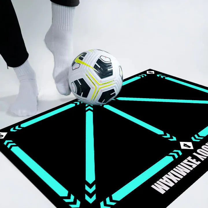 Cushioned rubber football training mat for indoor skill practice with basket row movement drills