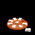 Orange and white plastic leak food toy for pets, interactive treat dispenser for dogs and cats